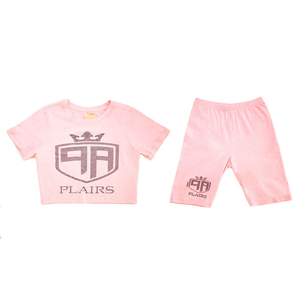 Limited Edition Pink Biker Short Crop Top Set